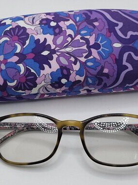 Vera Bradley Floral Case & Prescription Glasses Lilac Medallion Purple